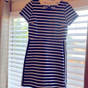 Navy blue white strip mini dress